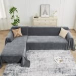 Sectional Couch Covers, 2 Pieces Chenille Sofa Cover L Shaped Couch Cover Blanket for Dogs Washable Sofa Slipcovers Pet Furniture Protector (X-Large: 71" x 110" + 71" x 118", Dark Gray) - Image 8