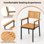 Tangkula 6 Pieces Outdoor Acacia Wood Dining Set, Patio Table and Chairs Set with Bench for 6-7 People, Outdoor Dining Furniture Set with 2" Umbrella Hole for Garden, Backyard and Poolside - Image 7