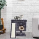 SYANDLVY Small Cat Tree for Indoor Cats Large Adult, Activity Tower with Scratching Post, Modern House with Padded Perch, Kittens Condo with Board, Cat Cave (Smoky Grey) - Image 6