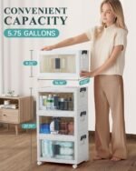 OlarHike 23QT Stackable Storage Bins with Lids - Folding Storage Box with Doors and Wheels, Collapsible Plastic Storage Bins for Closets and Organization, Bathroom, Gifts, 3 Pack Cubes - Image 4