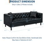 GarveeHome 81 in Leather Couch for Living Room, Modern Leather Sofa with Deep Seat, Handmade Button Tufted 3 Seater Sofa, Chesterfield Couch for Apartment, Office, Black - Image 3