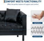 GarveeHome 81 in Leather Couch for Living Room, Modern Leather Sofa with Deep Seat, Handmade Button Tufted 3 Seater Sofa, Chesterfield Couch for Apartment, Office, Black - Image 6