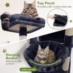 Globlazer Extra Large Cat Tower, 81-inch Tall Cat Tree for Big Cats 20 lbs, XXL Heavy Duty Cat Scratching Tower for Indoor Adult Cats with 3 Cat Condos, 8 Scratching Posts, F81, Dark Grey - Image 5
