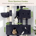 Globlazer Extra Large Cat Tower, 81-inch Tall Cat Tree for Big Cats 20 lbs, XXL Heavy Duty Cat Scratching Tower for Indoor Adult Cats with 3 Cat Condos, 8 Scratching Posts, F81, Dark Grey - Image 6