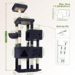 Globlazer Extra Large Cat Tower, 81-inch Tall Cat Tree for Big Cats 20 lbs, XXL Heavy Duty Cat Scratching Tower for Indoor Adult Cats with 3 Cat Condos, 8 Scratching Posts, F81, Dark Grey - Image 8