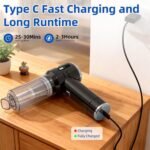 Sycoodeal Handheld Car Vacuum Cleaner, 25000PA Strong Cyclonic Suction Portable Mini Vacuum Cordless with Digital Display Lightweight Handheld for Pet Hair, Car, Home, Office, Kitchen - Image 7