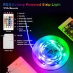 Battery Powered LED Strip Lights with Timer, 6.56 ft RGB DIY Lights with Remote Control for Bedroom, TV, Party, Piano, Cabinet, Decor, Indoor Use - Image 4