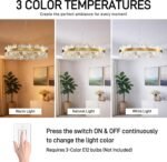 36-Inch Gold Modern Crystal Chandelier, 18 Lights, Large Round 2-Tier K9 Crystal Raindrop Pendant Light Fixture for Dining Room, Living Room, Kitchen Island, Bedroom - Image 8