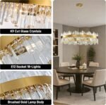 36-Inch Gold Modern Crystal Chandelier, 18 Lights, Large Round 2-Tier K9 Crystal Raindrop Pendant Light Fixture for Dining Room, Living Room, Kitchen Island, Bedroom - Image 9