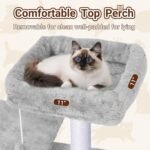 Cat Tree, 54-Inch Cat Tower for Indoor Cats,Plush Multi-Level Cat Condo with Scratching Posts, Basket, Perches (Light Grey01) - Image 6
