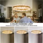48-Inch Gold Modern Crystal Chandelier, 24 Lights, Large Round 2-Tier K9 Crystal Raindrop Pendant Light Fixture for Dining Room, Living Room, Kitchen Island, Bedroom - Image 7