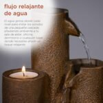 Alpine Corporation WCT202 Indoor Tabletop Tiered Water Fountain Featuring 3 Candles for Desktop and Table, 11", Brown - Image 5