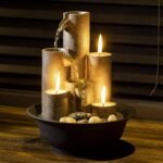 Alpine Corporation WCT202 Indoor Tabletop Tiered Water Fountain Featuring 3 Candles for Desktop and Table, 11", Brown - Image 12