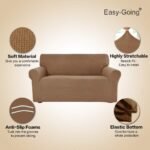 Easy-Going Stretch Sofa Slipcover 1-Piece Sofa Cover Furniture Protector Couch Soft with Elastic Bottom for Kids, Polyester Spandex Jacquard Fabric Small Checks (Sofa, Camel) - Image 4