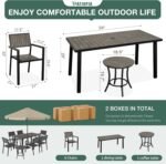 8-Piece Patio Dining Set，Aluminum Outdoor Furniture Set with Wood Table Top,Patio Table and Chairs Set with 6 Outdoor Stackable Chairs for Patio Garden Poolside，Ink - Image 5