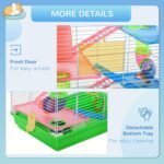 PawHut 18" 5 Tier Hamster Cage with Tubes and Tunnels, Small Animal Cage with Portable Carry Handle, Gerbil Cage with Water Bottle, Food Dish, Exercise Wheel - Image 7