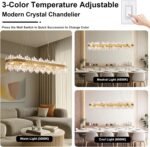60-Inch Gold Modern Crystal Chandelier, 24 Lights, Large Rectangle 2-Tier K9 Crystal Raindrop Pendant Light Fixture for Dining Room, Living Room, Kitchen Island, Bedroom - Image 8