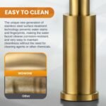 WOWOW 3 Hole Kitchen Faucet with Sprayer - 304 Stainless Steel Kitchen Sink Faucet with Soap Dispenser and Separate Handle, 3 Pieces Mixer Taps for Camper, Laundry, RV and Bar, Brushed Gold - Image 5