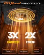 Nuwave Brio 15.5Qt Air Fryer Toaster Oven & Rotisserie Kit, 2024 New Advanced Turbo Convection Tech, Healthy PFAS Free, Max Even & Crisp, Powerful 1800W, 50-425°F, 150 Presets, Smart Probe, 4 Rack - Image 4