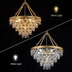 Wellmet Modern Crystal Chandeliers, 6 Lights Farmhouse Chandeliers for Dining Room, Gold Ceiling Light Fixture for Foyer, Bedroom, Living Room, Entryway, Kitchen Island, W-20 Inches - Image 8