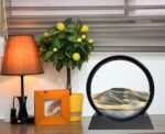 Moving Sand Art Picture - Sand Art Liquid Motion 3D Deep Sea Sandscape, Round Glass Frame Display Flowing Sand Relaxing Toy for Desktop Home Office Work Ocean Decor(Black, 7") - Image 4