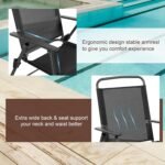 Vongrasig 6 Pieces Folding Patio Dining Set, All Weather Small Metal Outdoor Table and Chairs Set, Patio Furniture Set w/Umbrella, Glass Table & 4 Folding Chairs for Garden, Lawn, Backyard, Black - Image 4