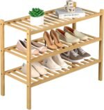 3 Tier Bamboo Shoe Rack for Closet Free Standing Wood Shoe Shelf Storage Organizer for Entryway Small Space Stackable 27"x11"x20" (Natural) - Image 2