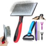 5-in-1 Dog & Cat Extra Long Pin Grooming Kit Slicker Brush for Large Dogs Cats Remove Loose Fur, Undercoat Brush for Shedding, Dematting Comb & Cleaner for Long Haired Pets - Image 2