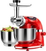 Aifeel Stand Mixer, 8.5QT+ 6QT Two Stainless Steel Bowls Electric Food Mixer, 7 in 1 Multifunctional Kitchen Mixer with Dough Hook, Whisk, Beater, Meat Grinder,Pasta & Cookie Maker-Red - Image 2
