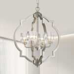 Brushed Nickel Chandelier Large 4-Light Modern Farmhouse Pendant Lighting Fixtures for Dining Room Living Room Bedroom Kitchen Island Home Office - Image 2