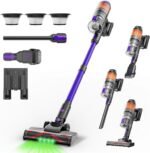 Cordless Vacuum Cleaner,500W 40KPa 60Mins Vacuum Cleaners for Home,Powerful Stick Vacuum With Green Light,Anti-tangle Wireless Vacumm, Rechargeable Vacuum for Pet Hair/Carpet/Hardwood Floor,Purple - Image 2