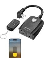 DEWENWILS Wi-Fi Matter Smart Dimmer Plug, Remote Control, 2 Grounded Outlets, Work with Alexa/Google Home, Support 200W Dimmable LED & 400W Tungsten Bulbs, Outdoor Dimmer for String Lights - Image 2