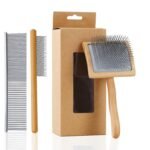 Ergonomic Slicker Brush for Long-Haired Dogs - Wooden Handle, Long Pins for Grooming Goldendoodles - Image 2