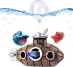 Floating Fish Tank Decoration, Little Cute Retro Submarine Aquarium Decoration with Two Float Balls, Resinous Fish Tank Accessorie, Safe Fish Toy for Betta Cichlid Goldfish Shrimps Hermit Crabs - Image 2