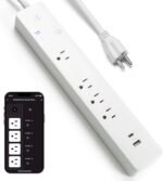 Geeni Multi Outlet Plug in, Smart 4 Outlet Wall Plug Plus 2 USB Ports, Surge Protector with 6 Ft Cord, WiFi Control, Alexa & Google Home Compatible, White - Image 2
