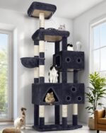 Globlazer Extra Large Cat Tower, 81-inch Tall Cat Tree for Big Cats 20 lbs, XXL Heavy Duty Cat Scratching Tower for Indoor Adult Cats with 3 Cat Condos, 8 Scratching Posts, F81, Dark Grey - Image 2