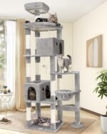 Globlazer Giant Cat Tree, 83 inch Cat Tree for Indoor Cats Large Adult, XXL Cat Tower with 9 Scratching Posts for 20lb+ Heavy Duty Large Adult Cats, F83, Light Grey - Image 2