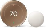 Google Nest Learning Thermostat (4th Gen, 2024) with Nest Temperature Sensor - Energy Saving Smart Thermostat - Compatible with Alexa, Apple HomeKit and Google Home App - Polished Gold - Image 2
