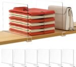 HBlife 6 Pack Closet Organizers and Storage, Clear Shelf Dividers, Vertical Purse Organizer for Closet Perfect for Sweater, Shirts, Handbags in Bedroom and Kitchen, Acrylic Bookshelf for Organization - Image 2