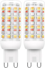 I-SHUNFA Wi-Fi RGBCW Smart G9 LED Bulbs,Compatible with Alexa/Google Home,Multicolour Dimmable,2700K-6500K,AC 120V 4W,400LM Brightness Adjustable 1%-100%,with Musical Rhythm LED Light Bulb,2 Pack - Image 2