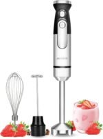 Immersion Blender Handheld,700W Hand Mixer Infinitely Variable Speeds,Multi-function Stainless Steel Stick Electric Kitchen Smoothie Blender with Detachable Whisk, Milk Frother,for Soup Puree - Image 2