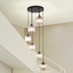 Long Chandelier for High Ceilings Modern Crystal Long Pendant Light Raindrop Drop Lamp Hanging Flush Mount Chandelier Ceiling Light for Staircase Foyer Living Room Entryway 6 Lights - Image 2