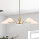 MEXO Modern Glass Chandeliers, Sputnik Chandelier Gold Pendant Lighting Fixture Glass Shade Ceiling Light for Dining Room Kitchen Island - Image 2