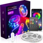 Micomlan 50ft/15M Led Strip Lights, Music Sync Color Changing RGB LED Strip Lights Built-in Mic, Bluetooth app Controlled Rope Lighting for Home Decoration Living Room Kitchen - Image 2