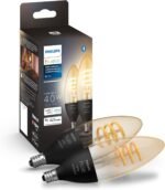 Philips Hue Smart 40W Candle-Shaped Filament LED Bulb - White Ambiance Warm-to-Cool White Light - 2 Pack - 350LM - E12 - Indoor - Control with Voice or App - Image 2