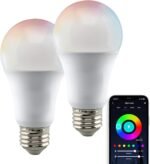 Satco S11253 Starfish 9.5-Watt A19 WiFi Smart LED Color-Changing Light Bulb, Works with Siri, Alexa, Google Assistant, SmartThings, 2700K-5000K, 800 Lumens, 2-Pack - Image 2