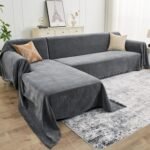 Sectional Couch Covers, 2 Pieces Chenille Sofa Cover L Shaped Couch Cover Blanket for Dogs Washable Sofa Slipcovers Pet Furniture Protector (X-Large: 71" x 110" + 71" x 118", Dark Gray) - Image 2