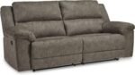 Signature Design by Ashley Laresview Contemporary Faux Leather Manual 2 Seat Reclining Sofa, Gray - Image 2