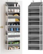SpaceAid 1 Pack Over The Door Organizer with 5 Large Pockets and 10 Mesh Side Pockets, 5 Layers Door Organizer Hanging with Clear Window for Bedroom, Bathroom, Pantry and Nursery, Gray - Image 2