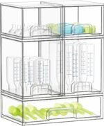SpaceAid Bottle Storage Organizer Baby - Acrylic Bottles Station Organizer Container, Stackable Clear Drawers for Countertop, Vanity, Bathroom, Cabinet, Pantry Organization, 5 Pack, 2S2M1L, 15.4" H - Image 2